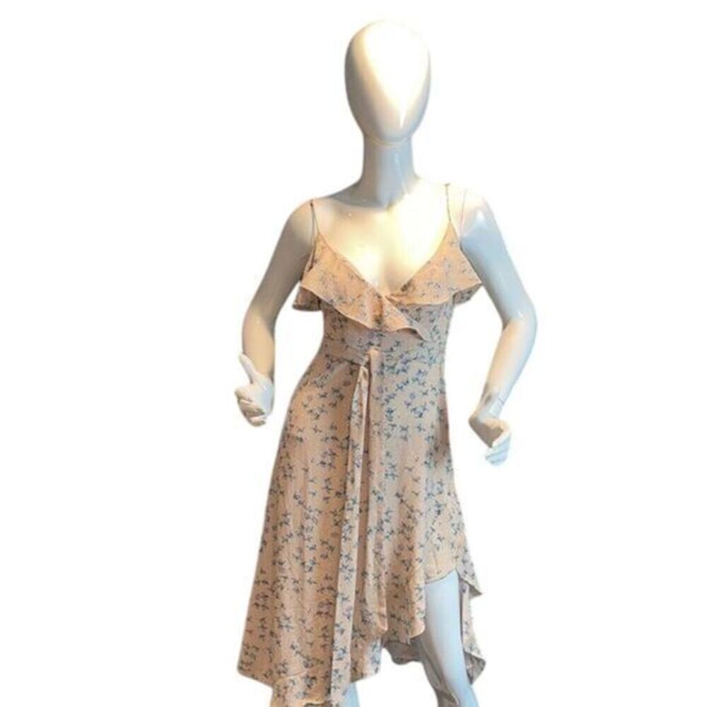 Lulu's Delicate Butterfly Ruffle Wrap Dress Tie Waist Size S